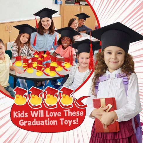 Jerify 48 Pcs Graduation Rubber Ducks with Grad Cap 2024 Diploma Grad Rubber Duck Graduation Party Bath Duck Graduation Cap Duck with Storage Bag for Student Graduation Gifts Party Favor(Gold) in Saudi Arabia