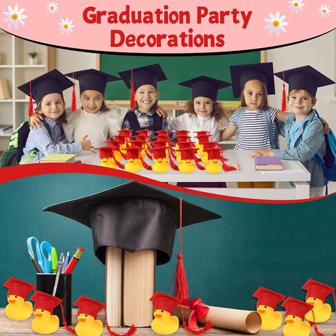 Jerify 48 Pcs Graduation Rubber Ducks with Grad Cap 2024 Diploma Grad Rubber Duck Graduation Party Bath Duck Graduation Cap Duck with Storage Bag for Student Graduation Gifts Party Favor(Gold) in Saudi Arabia