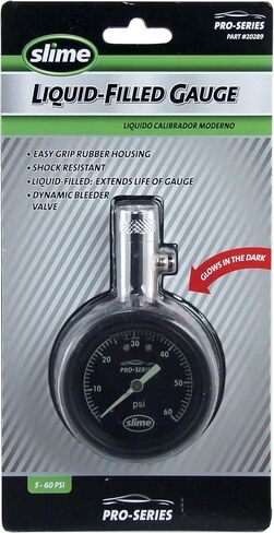 Slime 20289 مقياس ضغط الإطارات، سلسلة Pro، قرص مملوء بالسائل (0-60 رطل لكل بوصة مربعة) in Kuwait