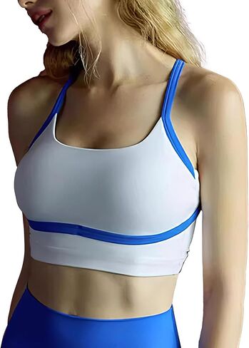 المرأة تجريب تانك القمم ساحة الرقبة الخطوط الطويلة الصدرية الرياضية Strappy المحاصيل اليوغا أعلى متقاطع الظهر بنيت في حمالات الصدر in Kuwait