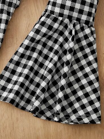OYOANGLE Girl's 2 Pieces Outfits Graphic Print Rib Knit Short Sleeve Ruffle Trim Peplum Top and Flared Leg Pants Set in Saudi Arabia