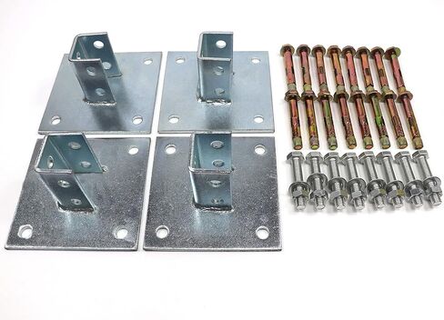 Post Base 4 Pack with Expansion Screws and Bolts for 1-5/8" Strut,Post Base Channel 4 Hole Square Galvanized Steel Rustproof for All 1-5/8" Single Strut Channel (Long Mounting Hole of Base) in Kuwait
