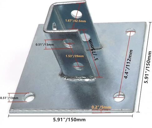 Post Base 4 Pack with Expansion Screws and Bolts for 1-5/8" Strut,Post Base Channel 4 Hole Square Galvanized Steel Rustproof for All 1-5/8" Single Strut Channel (Long Mounting Hole of Base) in Kuwait