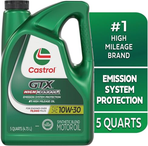 زيت محرك كاسترول جي تي اكس عالي الأميال 10W-30 من مزيج اصطناعي، 5 كوارت، عبوة من 3 قطع in Kuwait