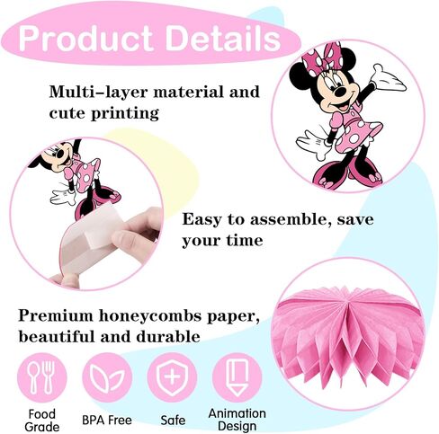 9 Pcs Princess Pea-ch Theme Honeycomb Centerpieces Table Decorations, Cute Princess Pea-ch Birthday Party Supplies for Girls Boys, Princess 3D Double Side Centerpiece Table Decorations in Saudi Arabia
