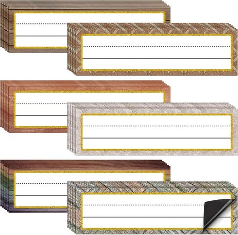 36 Piece Magnetic Name Plates for Students Classroom Desk Magnetic Name Labels 11.81x3.46 Inch Farmhouse Rustic Name Tags for Teacher Locker School Office Magnetic Accents (Doodle) in Saudi Arabia