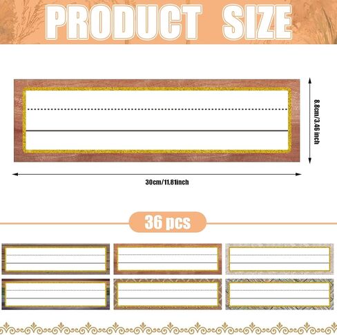 36 Piece Magnetic Name Plates for Students Classroom Desk Magnetic Name Labels 11.81x3.46 Inch Farmhouse Rustic Name Tags for Teacher Locker School Office Magnetic Accents (Doodle) in Saudi Arabia