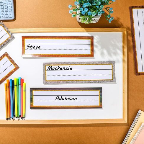 36 Piece Magnetic Name Plates for Students Classroom Desk Magnetic Name Labels 11.81x3.46 Inch Farmhouse Rustic Name Tags for Teacher Locker School Office Magnetic Accents (Doodle) in Saudi Arabia
