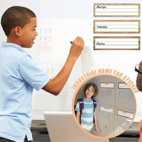 36 Piece Magnetic Name Plates for Students Classroom Desk Magnetic Name Labels 11.81x3.46 Inch Farmhouse Rustic Name Tags for Teacher Locker School Office Magnetic Accents (Doodle) in Saudi Arabia