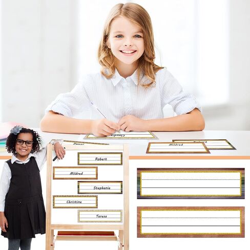 36 Piece Magnetic Name Plates for Students Classroom Desk Magnetic Name Labels 11.81x3.46 Inch Farmhouse Rustic Name Tags for Teacher Locker School Office Magnetic Accents (Doodle) in Saudi Arabia