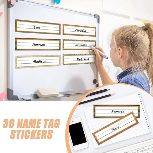 36 Piece Magnetic Name Plates for Students Classroom Desk Magnetic Name Labels 11.81x3.46 Inch Farmhouse Rustic Name Tags for Teacher Locker School Office Magnetic Accents (Doodle) in Saudi Arabia
