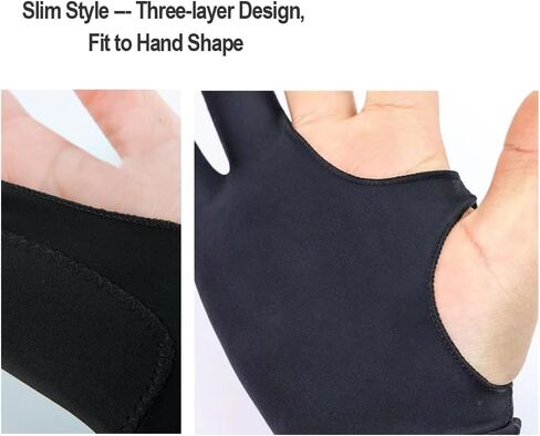 CAISGATO 4PCS Slim Style 3-Layer Two Finger Sketching Gloves - Perfect for Paper, iPad, and Graphics Drawing Tablets - Left and Right Hand Compatible - (Medium) in Saudi Arabia