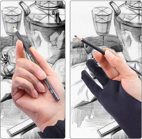 CAISGATO 4PCS Slim Style 3-Layer Two Finger Sketching Gloves - Perfect for Paper, iPad, and Graphics Drawing Tablets - Left and Right Hand Compatible - (Medium) in Saudi Arabia