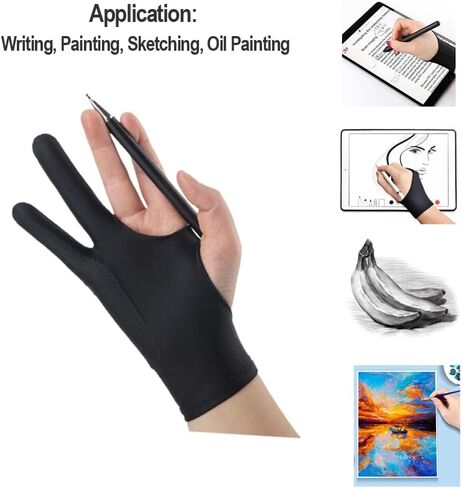 CAISGATO 4PCS Slim Style 3-Layer Two Finger Sketching Gloves - Perfect for Paper, iPad, and Graphics Drawing Tablets - Left and Right Hand Compatible - (Medium) in Saudi Arabia