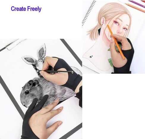 CAISGATO 4PCS Slim Style 3-Layer Two Finger Sketching Gloves - Perfect for Paper, iPad, and Graphics Drawing Tablets - Left and Right Hand Compatible - (Medium) in Saudi Arabia