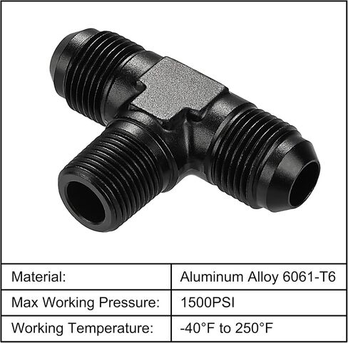 EVIL ENERGY 8AN Tee Male Flare to 3/8 NPT on Side Branch T Fitting Adapter Aluminum Black in Saudi Arabia