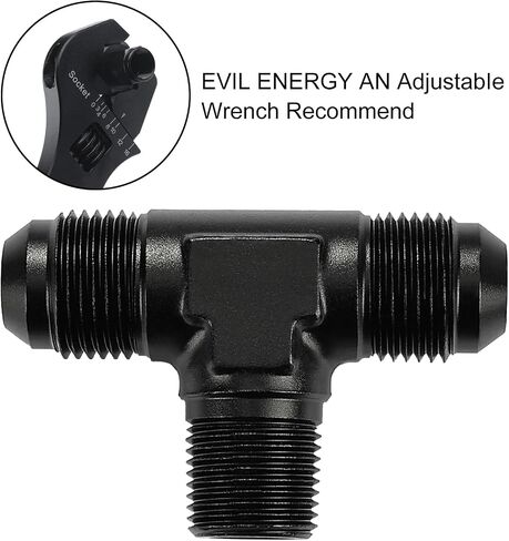 EVIL ENERGY 8AN Tee Male Flare to 3/8 NPT on Side Branch T Fitting Adapter Aluminum Black in Saudi Arabia