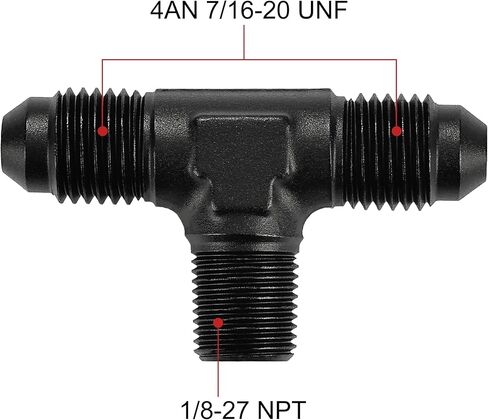 EVIL ENERGY 8AN Tee Male Flare to 3/8 NPT on Side Branch T Fitting Adapter Aluminum Black in Saudi Arabia