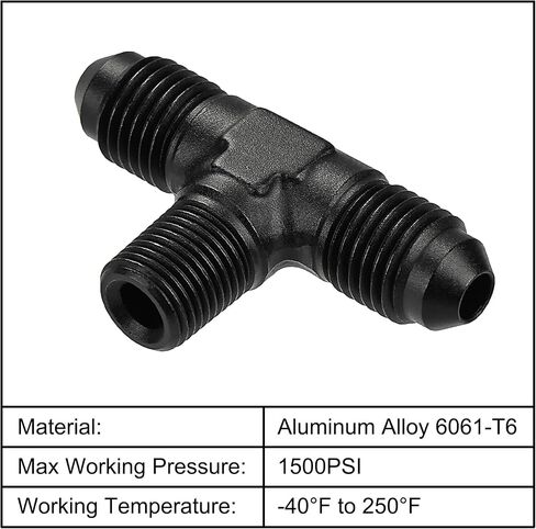 EVIL ENERGY 8AN Tee Male Flare to 3/8 NPT on Side Branch T Fitting Adapter Aluminum Black in Saudi Arabia