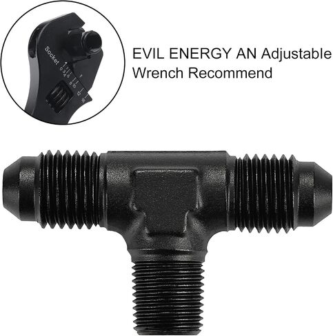 EVIL ENERGY 8AN Tee Male Flare to 3/8 NPT on Side Branch T Fitting Adapter Aluminum Black in Saudi Arabia