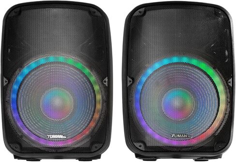 نظام مكبر صوت PA مقاس 15 بوصة، مكبر صوت نشط + سلبي مع ميكروفون سلكي، آلة كاريوكي خارجية مع أضواء، راديو FM، جهاز تحكم عن بعد، حامل مكبر صوت، يدعم بطاقة SD/USB in Kuwait