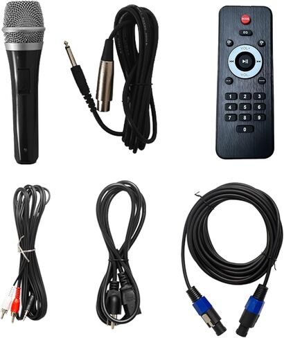 نظام مكبر صوت PA مقاس 15 بوصة، مكبر صوت نشط + سلبي مع ميكروفون سلكي، آلة كاريوكي خارجية مع أضواء، راديو FM، جهاز تحكم عن بعد، حامل مكبر صوت، يدعم بطاقة SD/USB in Kuwait