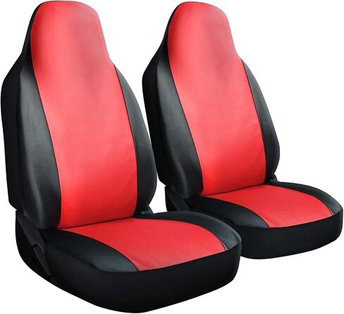 OxGord Car Seat Cover - PU Leather Two Toned with Front Low Bucket Seat - Universal Fit for Cars, Trucks, SUVs, Vans - 2 pc Set in Saudi Arabia