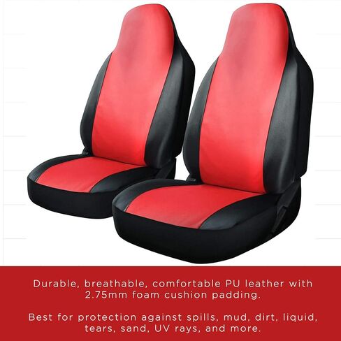 OxGord Car Seat Cover - PU Leather Two Toned with Front Low Bucket Seat - Universal Fit for Cars, Trucks, SUVs, Vans - 2 pc Set in Saudi Arabia