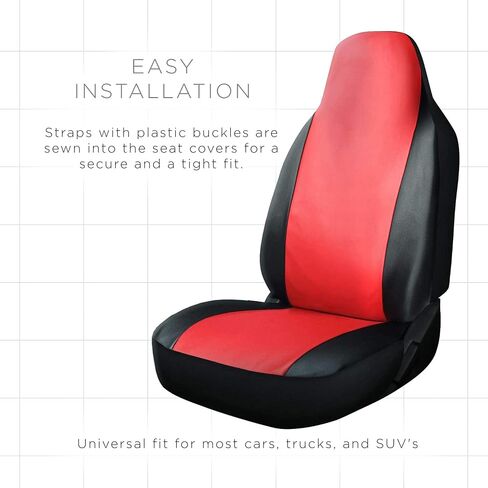 OxGord Car Seat Cover - PU Leather Two Toned with Front Low Bucket Seat - Universal Fit for Cars, Trucks, SUVs, Vans - 2 pc Set in Saudi Arabia