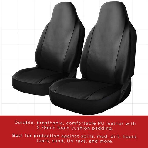 OxGord Car Seat Cover - PU Leather Two Toned with Front Low Bucket Seat - Universal Fit for Cars, Trucks, SUVs, Vans - 2 pc Set in Saudi Arabia
