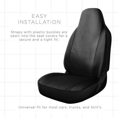 OxGord Car Seat Cover - PU Leather Two Toned with Front Low Bucket Seat - Universal Fit for Cars, Trucks, SUVs, Vans - 2 pc Set in Saudi Arabia