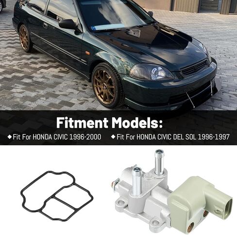 16022P2EA51 صمام التحكم في الهواء الخامل IACV مع حشية، IAC186 AC186 صمام التحكم في سرعة المهمل مناسب لهوندا سيفيك CX DX EX LX GX 1996-2000، A-cura EL 1997-2000 1.6L SOHC، يستبدل 16022-P2A-J01 in Kuwait