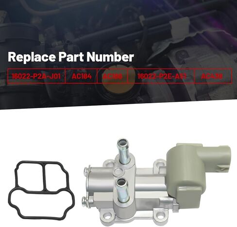 16022P2EA51 صمام التحكم في الهواء الخامل IACV مع حشية، IAC186 AC186 صمام التحكم في سرعة المهمل مناسب لهوندا سيفيك CX DX EX LX GX 1996-2000، A-cura EL 1997-2000 1.6L SOHC، يستبدل 16022-P2A-J01 in Kuwait