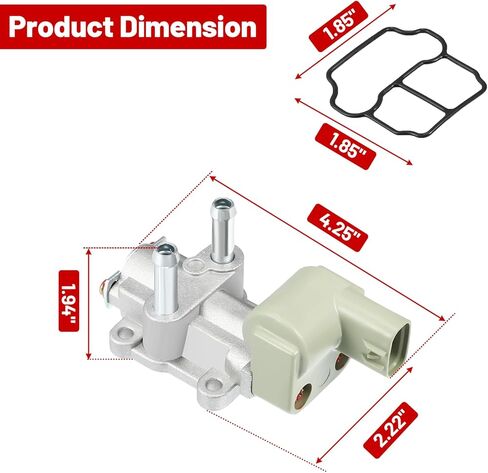 16022P2EA51 صمام التحكم في الهواء الخامل IACV مع حشية، IAC186 AC186 صمام التحكم في سرعة المهمل مناسب لهوندا سيفيك CX DX EX LX GX 1996-2000، A-cura EL 1997-2000 1.6L SOHC، يستبدل 16022-P2A-J01 in Kuwait