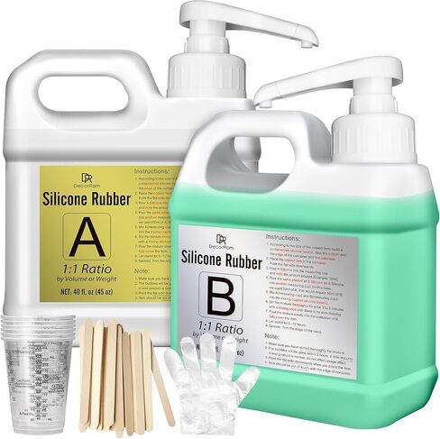 مجموعة صنع قوالب السيليكون - 170 أونصة من مطاط السيليكون السائل المرن 15 أمبير مع مضخات لصنع القوالب والصب - معالجة سريعة وسهلة 1: 1 قوالب سيليكون لقوالب راتينج السيليكون DIY وقالب الشمعة وقالب الصابون in Kuwait