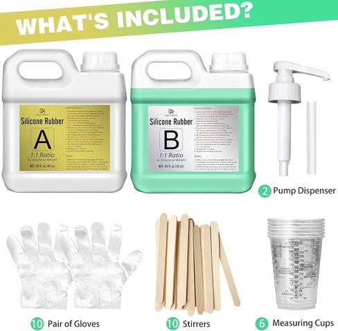 مجموعة صنع قوالب السيليكون - 170 أونصة من مطاط السيليكون السائل المرن 15 أمبير مع مضخات لصنع القوالب والصب - معالجة سريعة وسهلة 1: 1 قوالب سيليكون لقوالب راتينج السيليكون DIY وقالب الشمعة وقالب الصابون in Kuwait