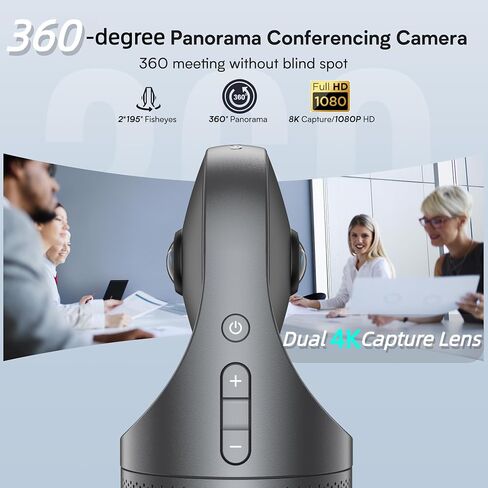 كاميرا مؤتمرات فيديو KanDao Meeting Pro بزاوية 360 درجة مع ميكروفونات ومكبرات صوت، تتبع الذكاء الاصطناعي، تكبير ذكي، تركيز تلقائي، نظام كاميرا غرفة اجتماعات مستقل 4 في واحد، Wi-fi/HDMI/USB in Kuwait