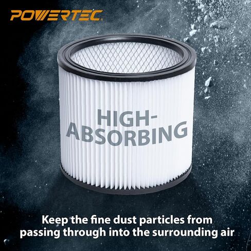 مرشحات فراغ متجر POWERTEC البديلة لمتجر Vac 90304، 90350، 90333، 903-04-00، 9030400، فلتر فراغ متجر خرطوشة لمتجر Vac معظم 5 جالون وما فوق المكانس الرطبة/الجافة، حزمة واحدة (75080) in Saudi Arabia