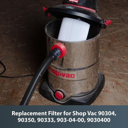 مرشحات فراغ متجر POWERTEC البديلة لمتجر Vac 90304، 90350، 90333، 903-04-00، 9030400، فلتر فراغ متجر خرطوشة لمتجر Vac معظم 5 جالون وما فوق المكانس الرطبة/الجافة، حزمة واحدة (75080) in Saudi Arabia