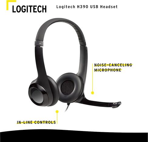 حزمة كاميرا ويب Logitech C920S Pro HD مع سماعة رأس USB H390 مع ميكروفون لإلغاء الضوضاء ومحور USB ذو 4 منافذ (3 عناصر) in Kuwait