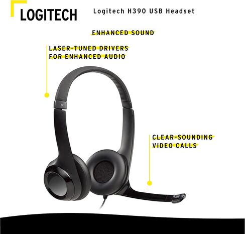 حزمة كاميرا ويب Logitech C920S Pro HD مع سماعة رأس USB H390 مع ميكروفون لإلغاء الضوضاء ومحور USB ذو 4 منافذ (3 عناصر) in Kuwait