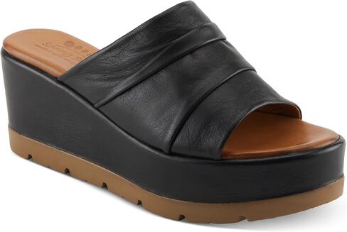 Spring Step ALLERTON Women's Leather Wedge Platform Slip-On Sandals with Gathered Detail White EU 41 / US 9.5-10 in Saudi Arabia
