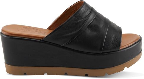 Spring Step ALLERTON Women's Leather Wedge Platform Slip-On Sandals with Gathered Detail White EU 41 / US 9.5-10 in Saudi Arabia