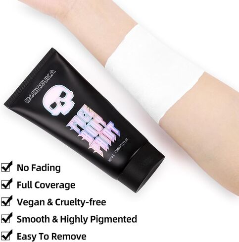 BOBISUKA 150ml Oil-Based White Face Body Paint Cream, 5.2Oz PRO Large Tube Clown White Washable Makeup Skull Joker Skeleton Face Painting for SFX Cosplay Halloween Costume Makeup Foundation in Saudi Arabia