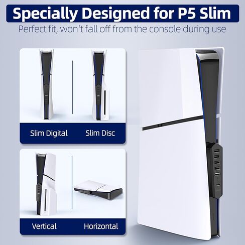 YUANHOT USB Hub لجهاز PS5 Slim، محول موسع منفذ USB عالي السرعة مع 4 منافذ توسيع بيانات USB ومنفذ شحن USB واحد ومنفذ واحد من النوع C متوافق مع قرص Playstation 5 النحيف/الإصدار الرقمي in Kuwait