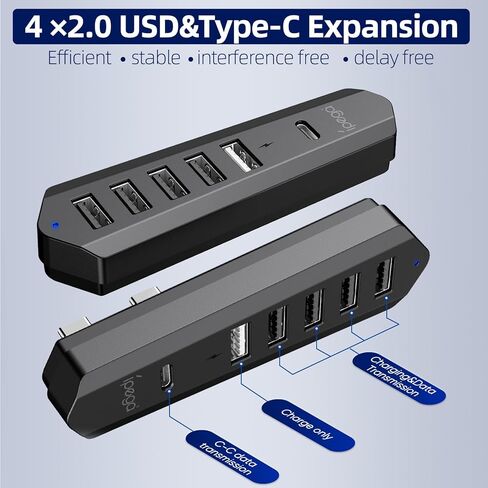 YUANHOT USB Hub لجهاز PS5 Slim، محول موسع منفذ USB عالي السرعة مع 4 منافذ توسيع بيانات USB ومنفذ شحن USB واحد ومنفذ واحد من النوع C متوافق مع قرص Playstation 5 النحيف/الإصدار الرقمي in Kuwait