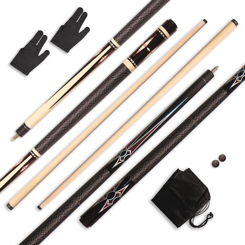 Phantasilet 2-Piece 58" Pool Sticks Maple Wood Billiard Cue Sticks Professional Pool Cue Stick House Bar Billiard Cue Pool Table Accessories, 2 Pack with Cue Bag Cue tip and Gloves in Kuwait