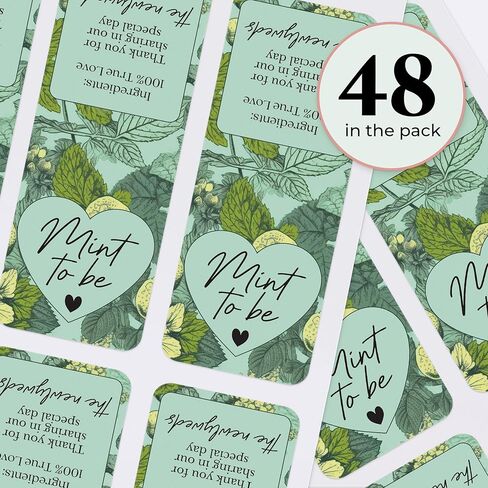 48 PCS Fresh Mint to Be Wedding Favor Stickers for Tic Tac Box, Bulk Wedding favors Labels for mints, Thank you for sharing in our special day labels for tic tac favors gifts - LABELS Only in Kuwait