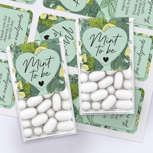 48 PCS Fresh Mint to Be Wedding Favor Stickers for Tic Tac Box, Bulk Wedding favors Labels for mints, Thank you for sharing in our special day labels for tic tac favors gifts - LABELS Only in Kuwait