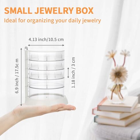 منظم مجوهرات LETURE، صندوق مجوهرات صغير، أقراط وقلادات وأساور وحامل عرض منظم تخزين للفتيات والنساء (5 طبقات بيضاء) in Kuwait